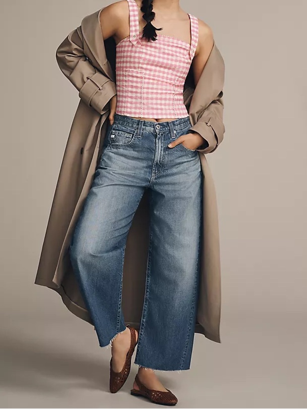 Anthropologie AG Denim Hattie Crop Italian High Barrel Leg Jeans